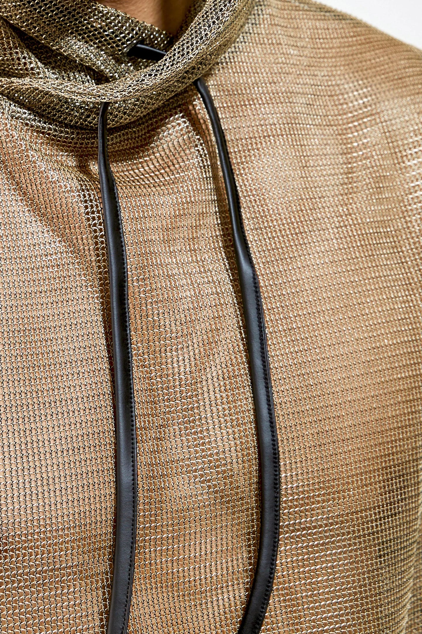 Metallic Mesh Hooded Tank — Men’s Clubwear Top
