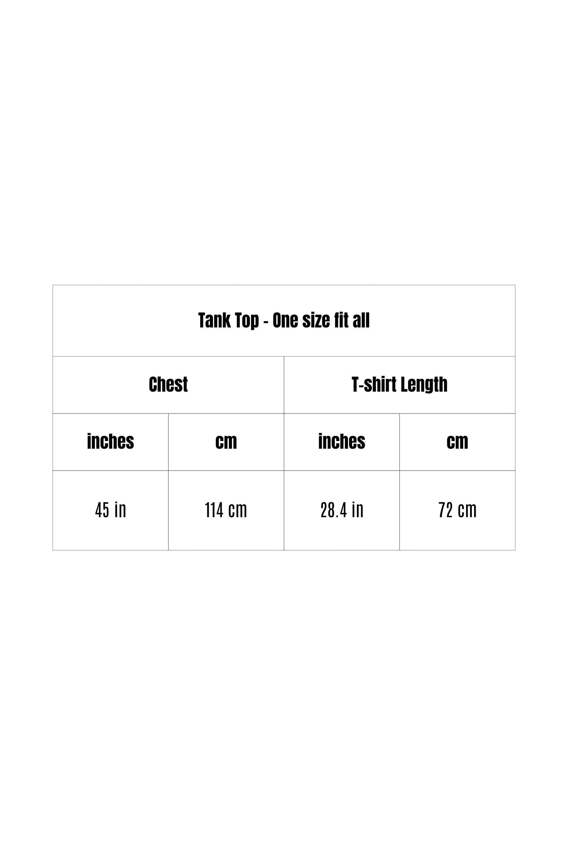 Size chart for men's black hooded sheer tank showing one-size-fits-most measurements for S-L bodies. Transparent mesh sleeveless top sizing guide helps choose perfect fit for festival outfits, rave wear, and pride clothing. This hooded tank measurement reference ensures relaxed comfortable fit for gay clubwear and LGBTQ+ event wear. Detailed dimensions for chest, length, and hood specifications in breathable metallic-striped mesh construction.