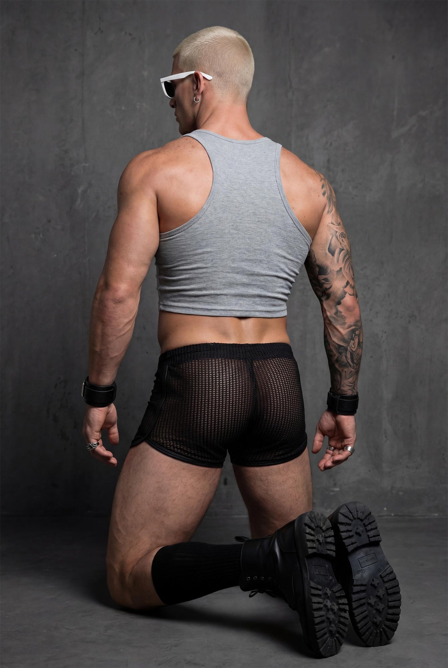Black Men's Mesh Shorts  - Rave Clubwear - See Through Festival Bottoms