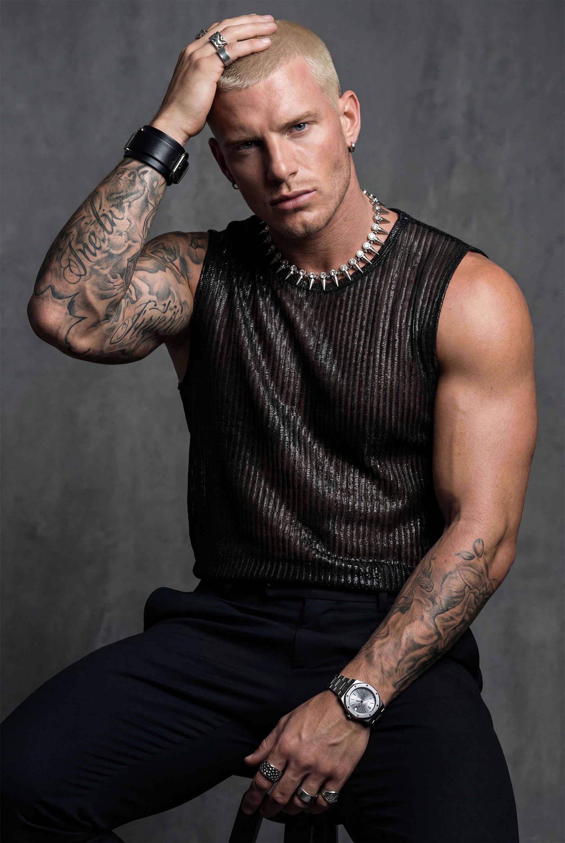 Black Shimmer Mesh Tank Top | Festival Clubwear, Queer Fashion
