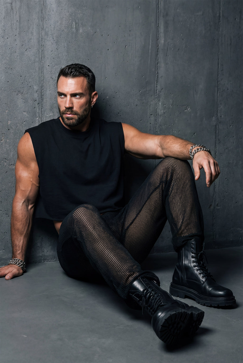 Black Sheer Mesh Jogger Pants | See-Through Rave & Festival Clubwear for Men