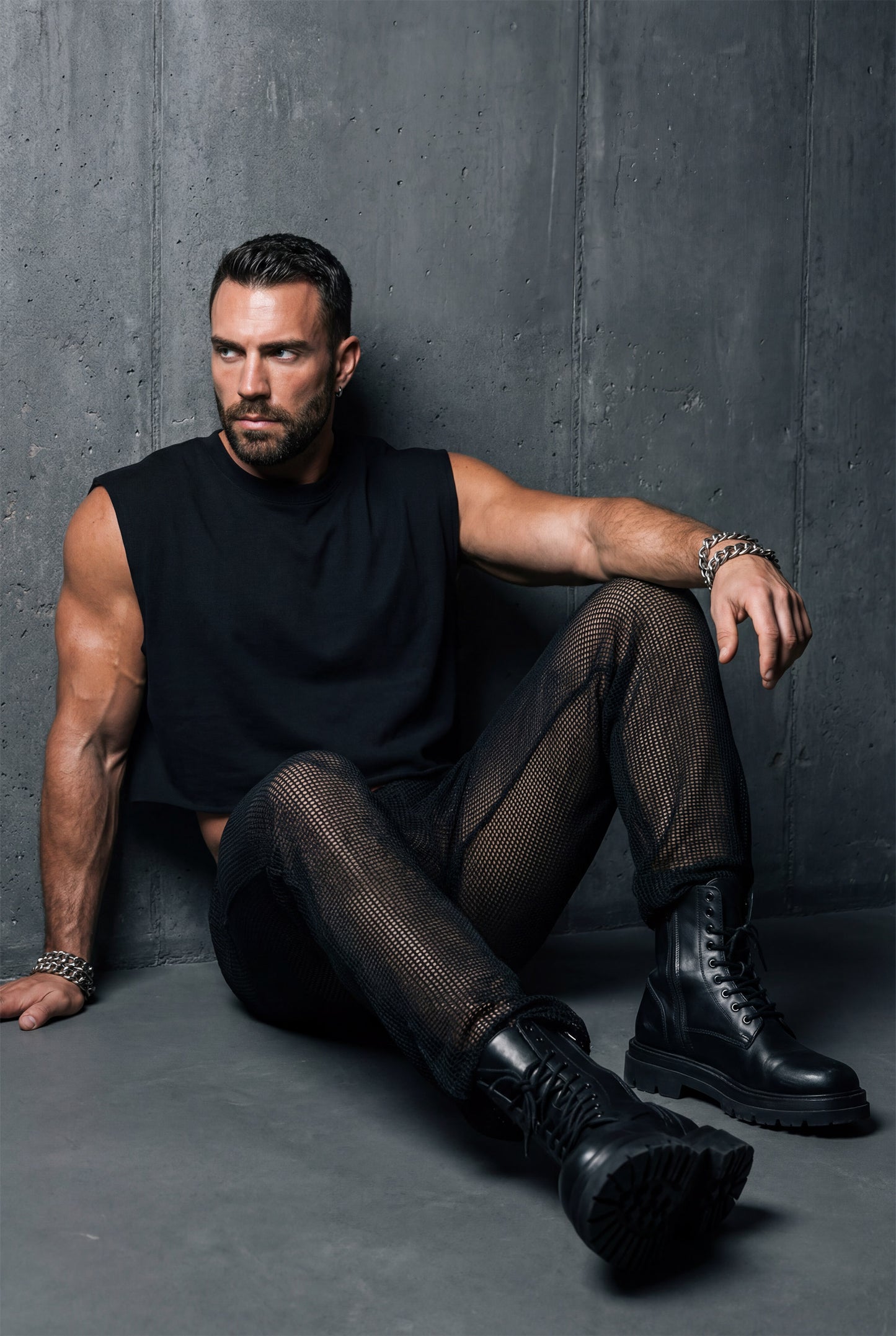 Black Mesh Jogger Pants