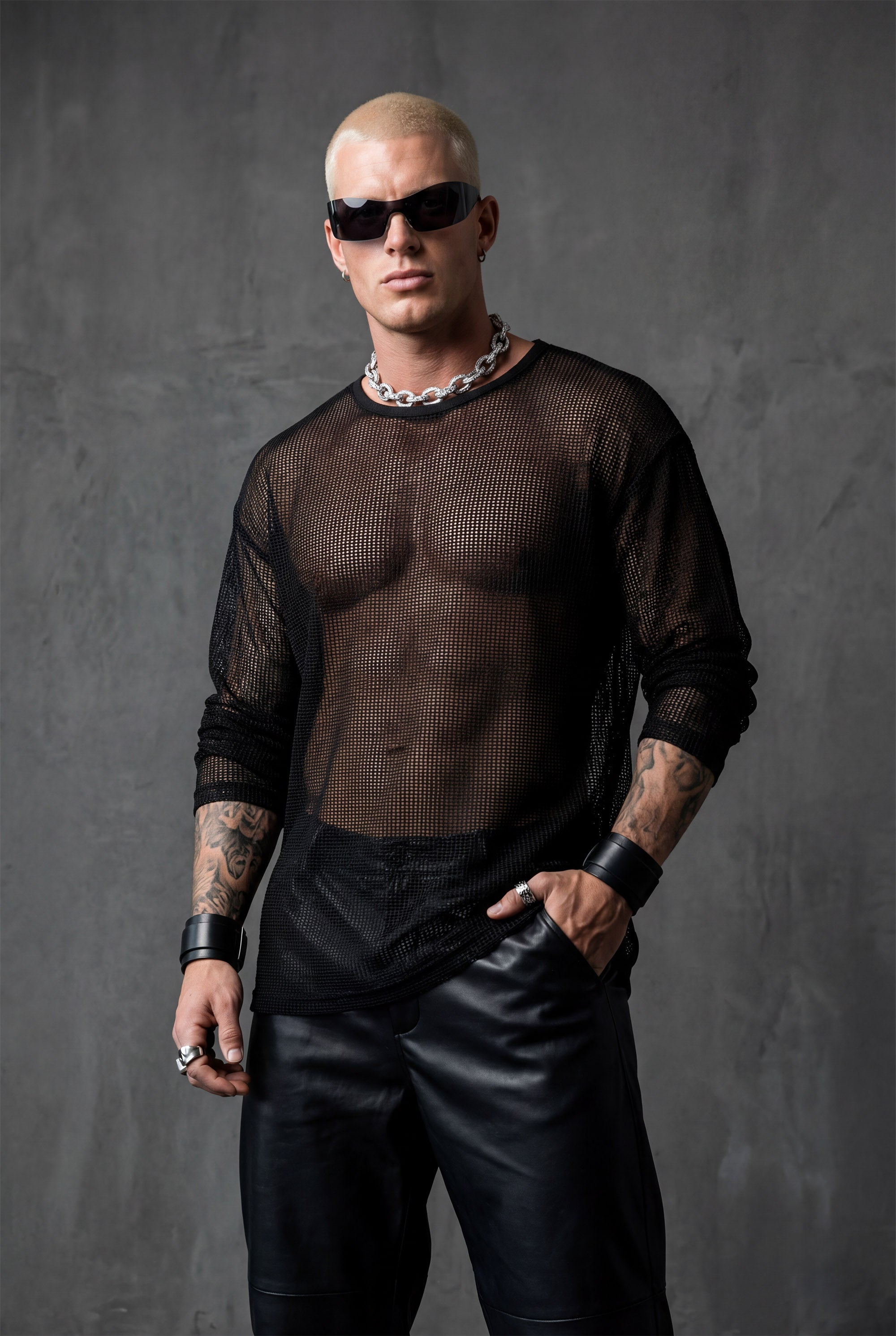 Oversized See-Through Mesh Top | Long Sleeve Festival & Rave Wear