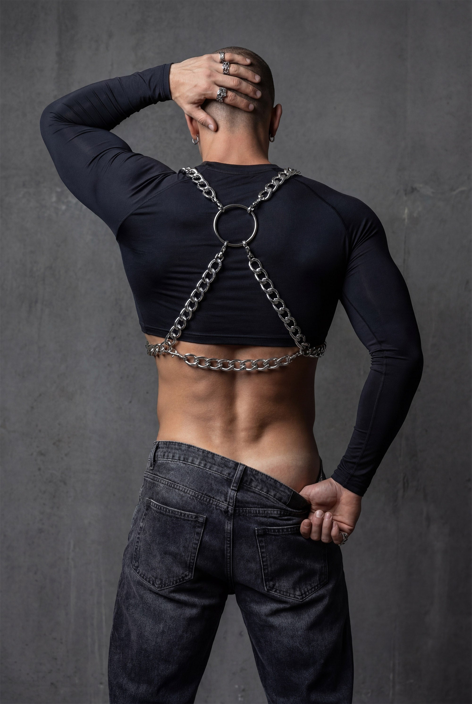 Chunky Chain Chest Harness | Men's Festival Body Jewelry