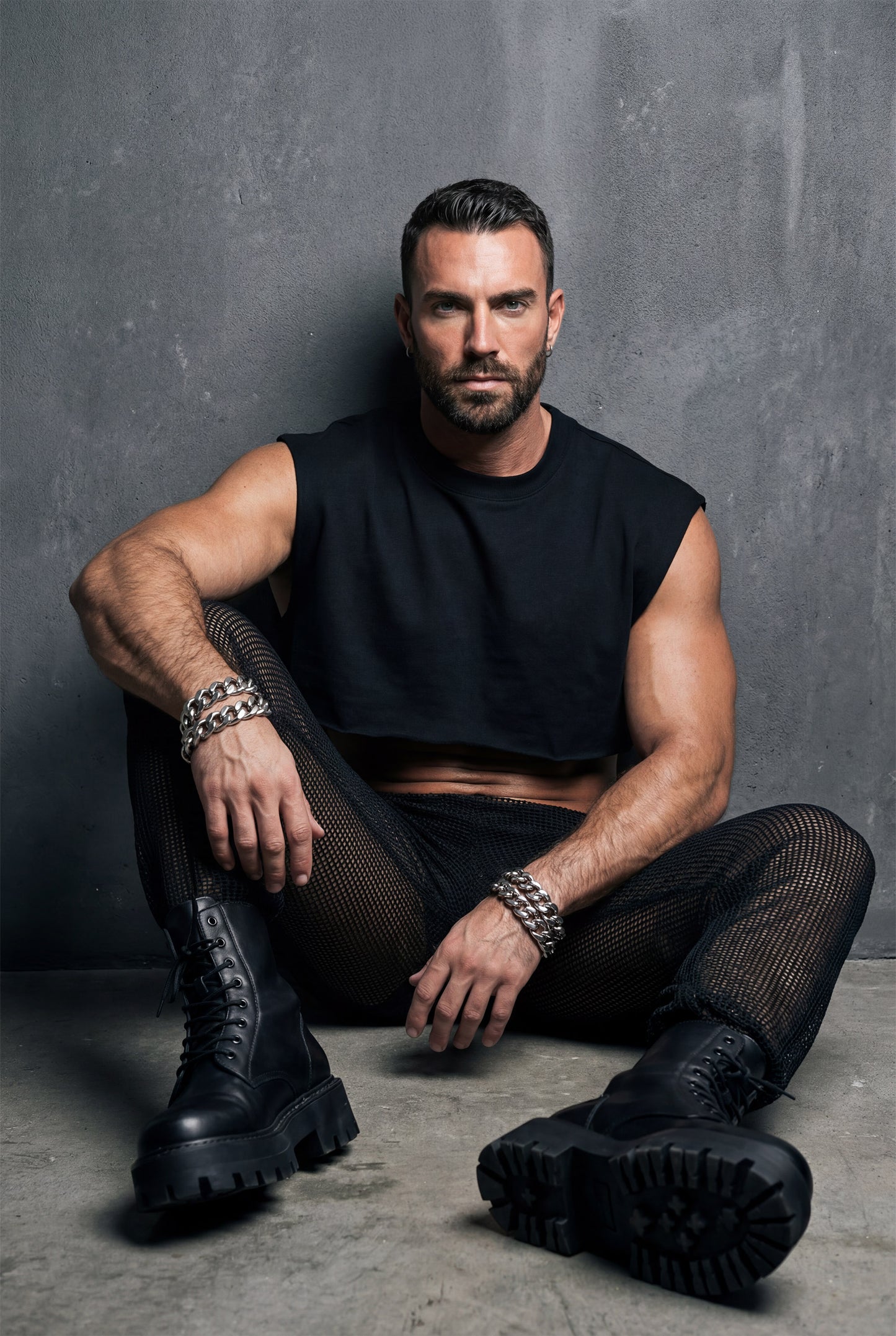 Black Mesh Jogger Pants