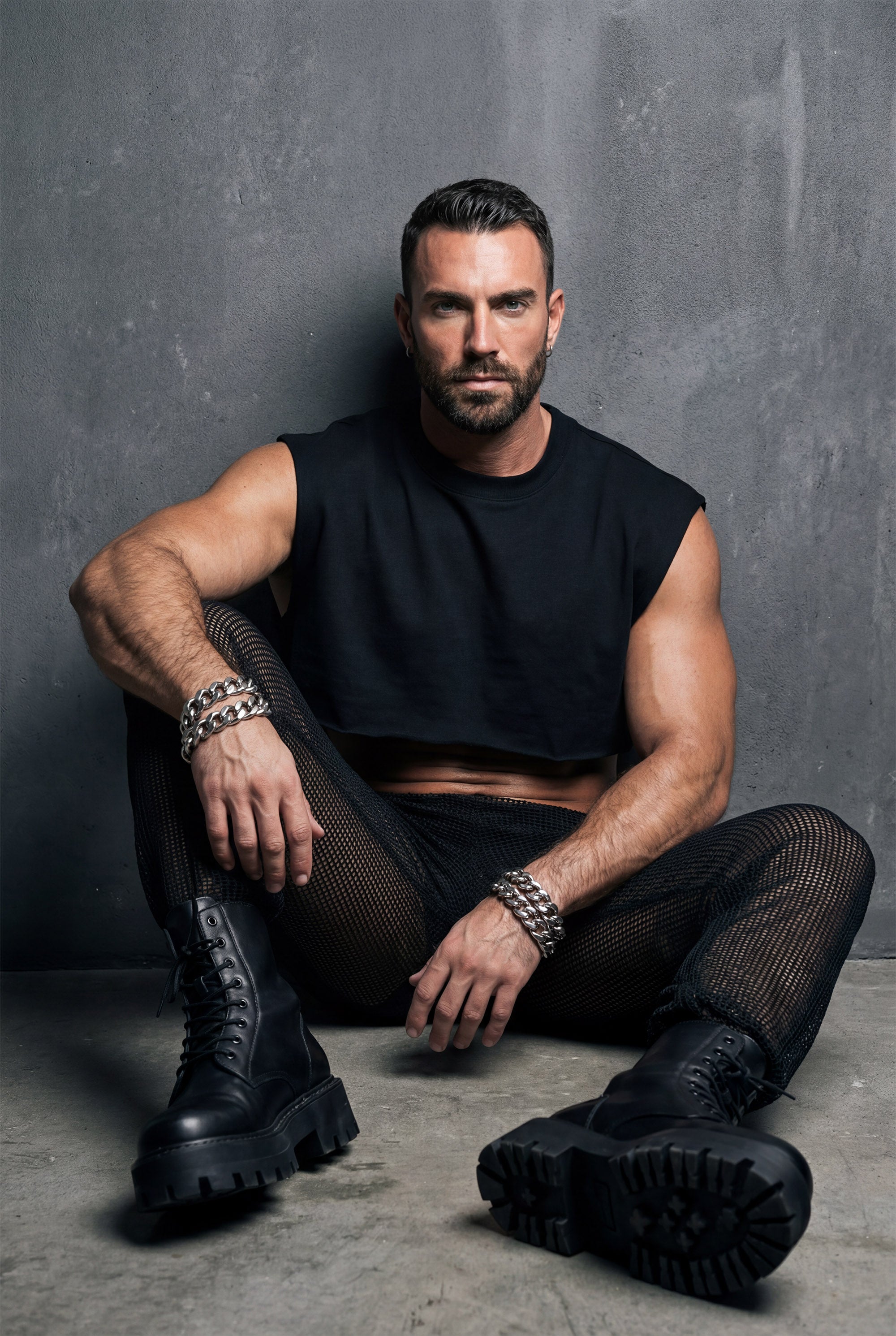 Black Sheer Mesh Jogger Pants | See-Through Rave & Festival Clubwear for Men