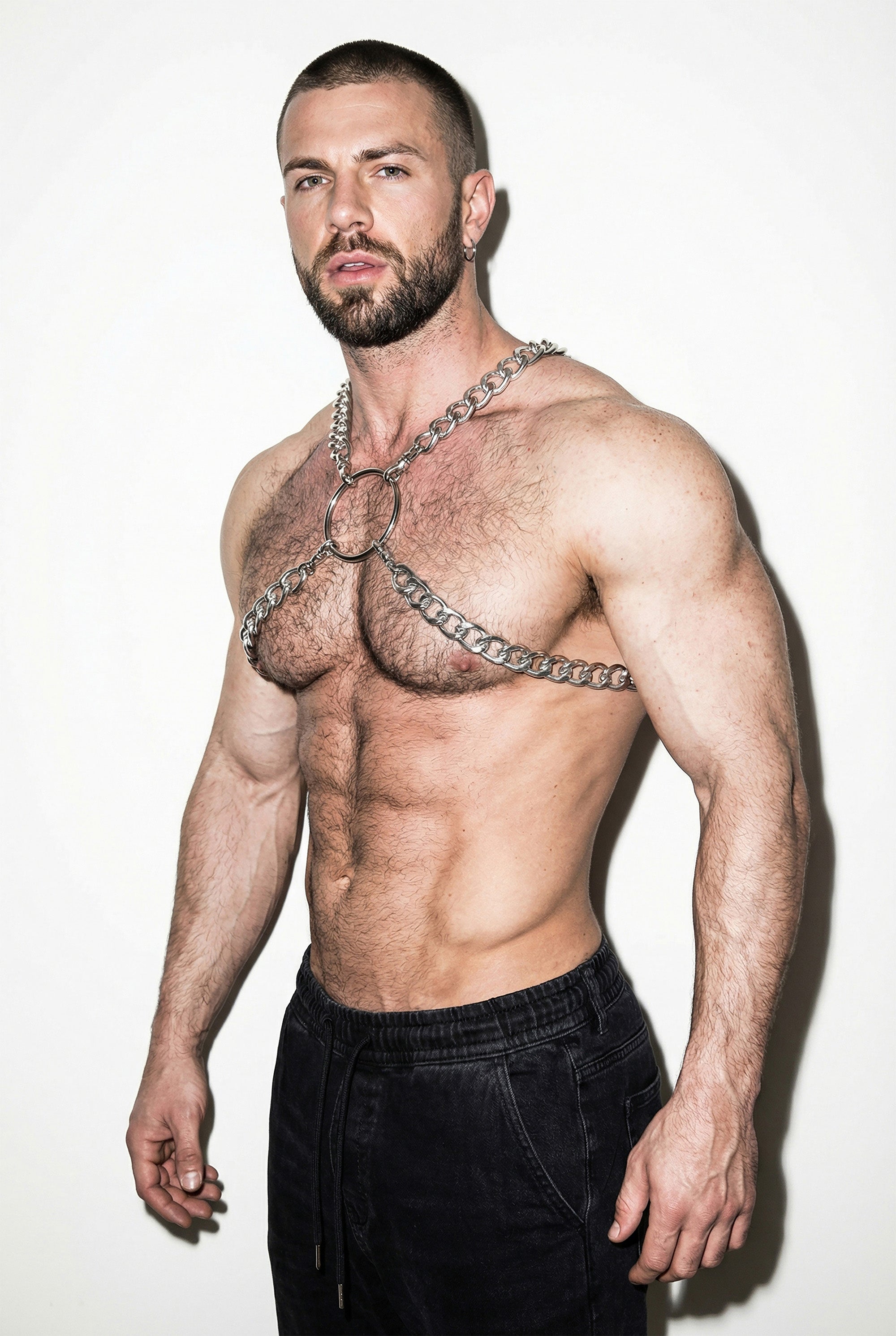 Chunky O-RING Chain Chest Harness | Men's Festival Body Jewelry