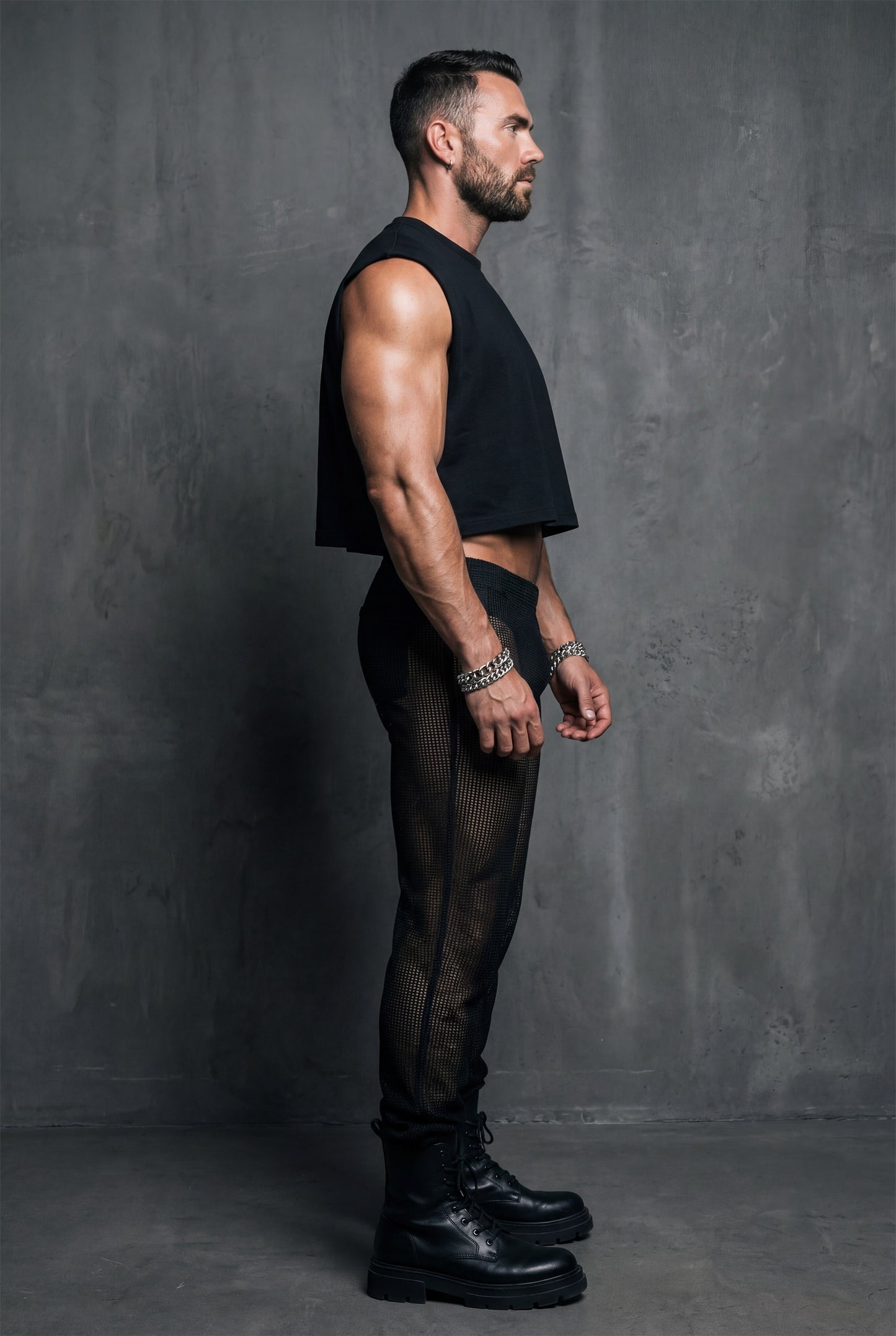 Black Mesh Jogger Pants