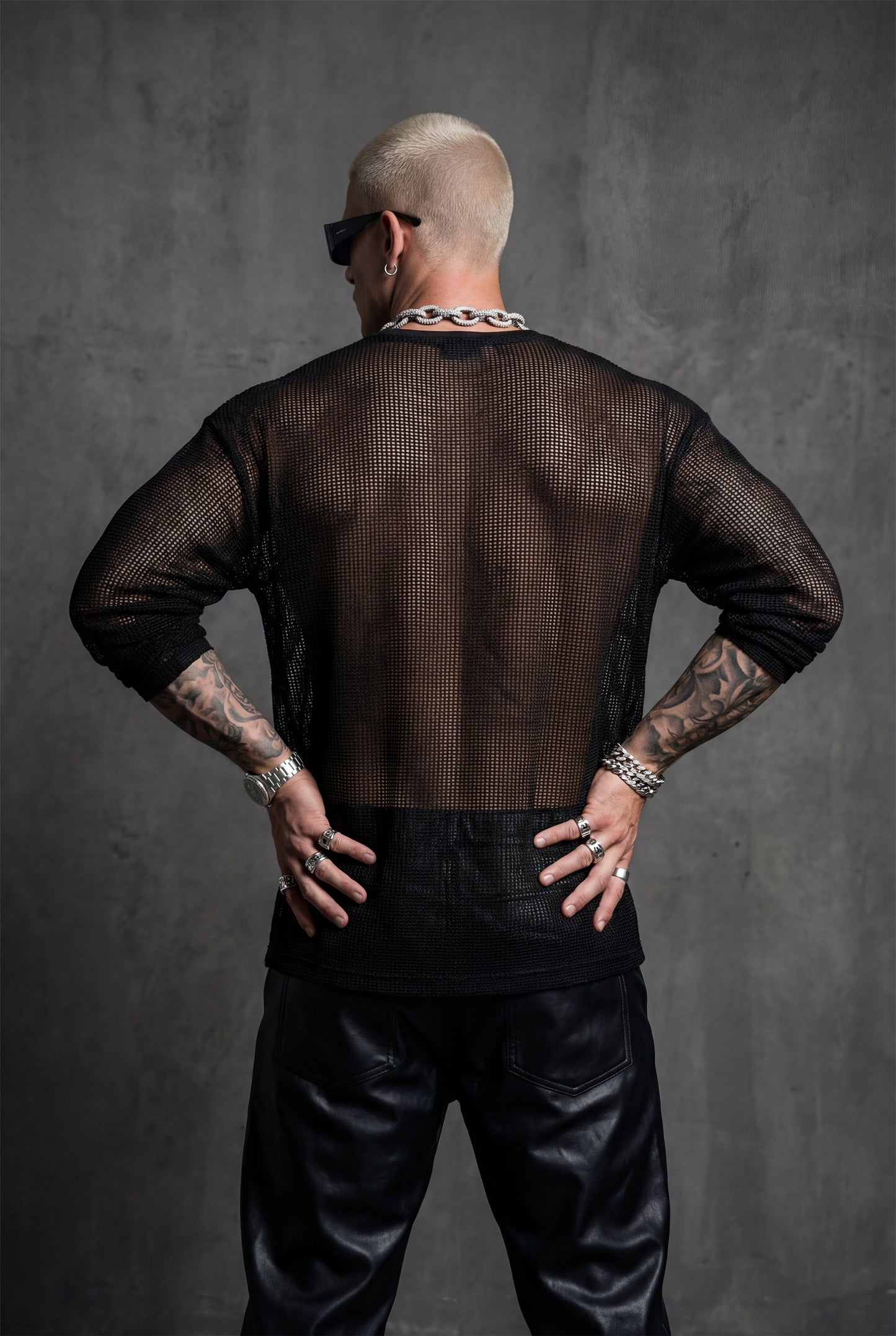 Black Mesh Sweatshirt – Oversized