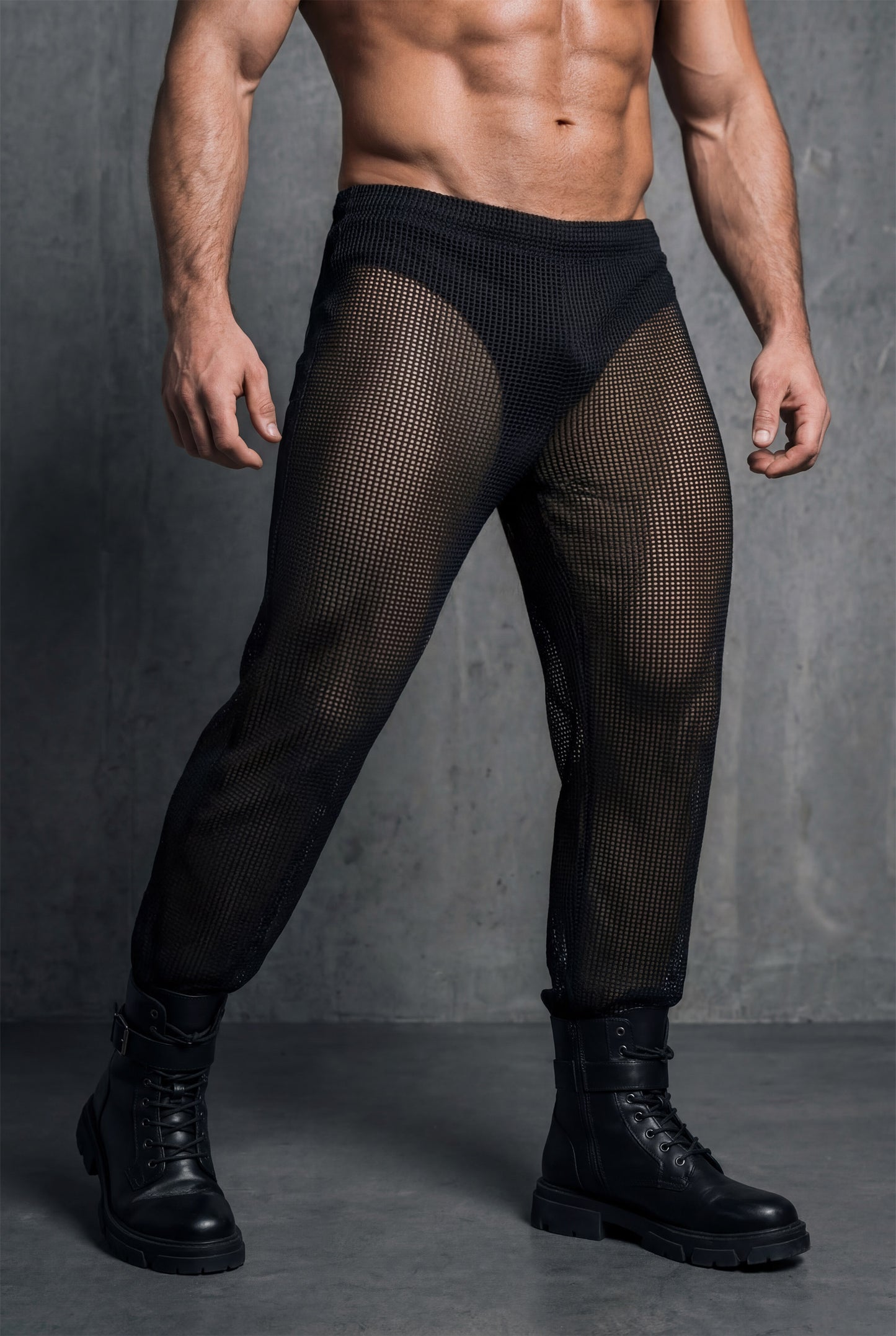 Black Mesh Jogger Pants
