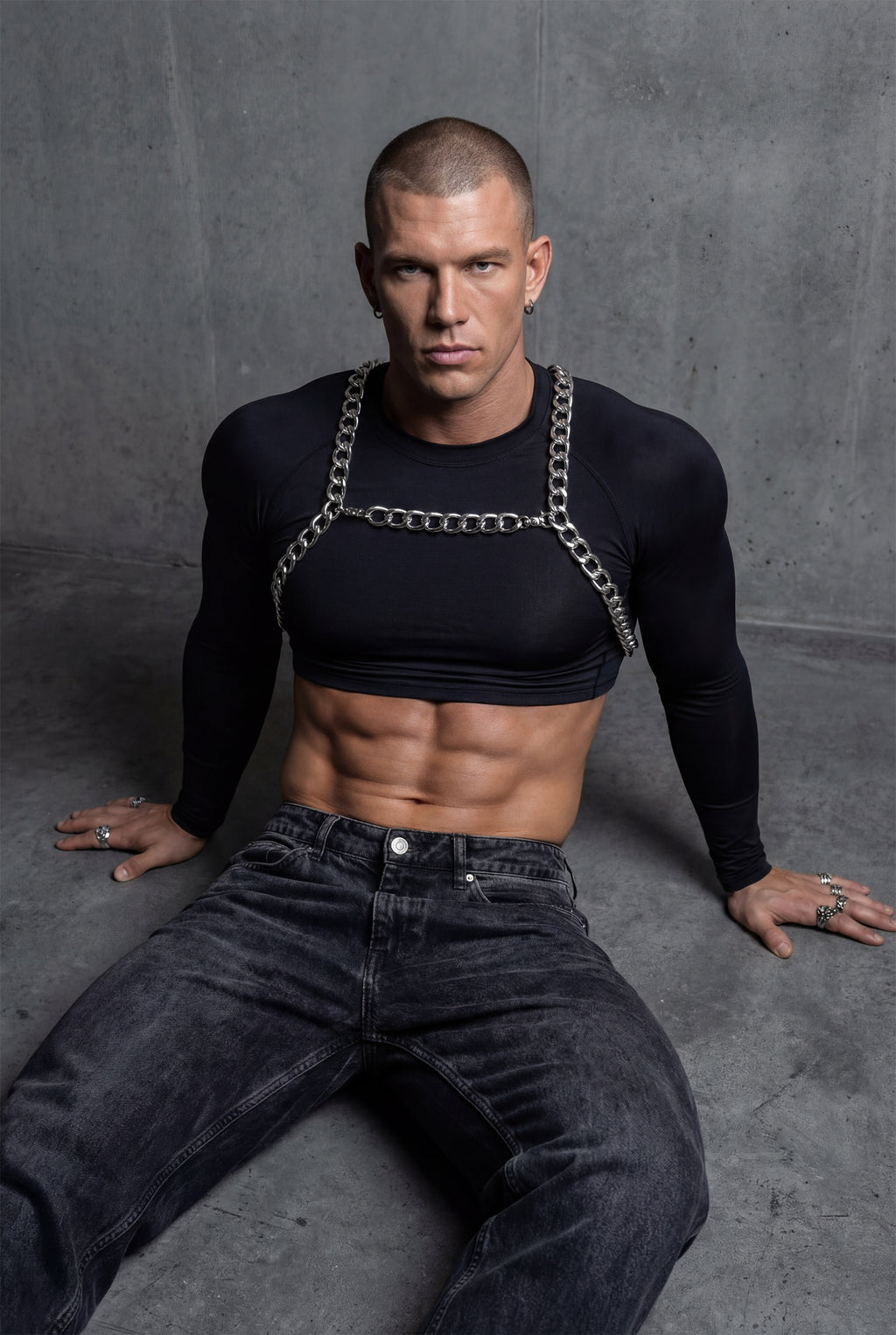 Chunky Chain Chest Harness | Men's Festival Body Jewelry