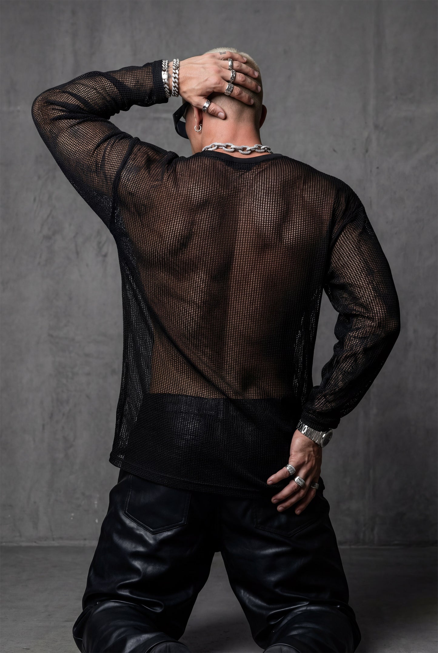 Black Mesh Sweatshirt – Oversized