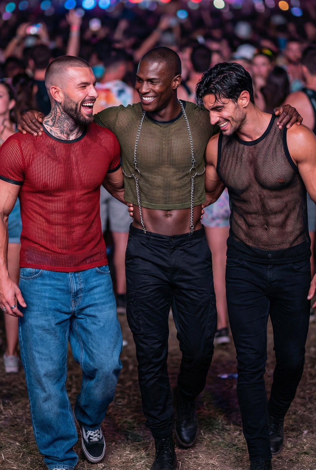 Men's Chain Shoulder Harness | Aluminum Body Jewelry for Festivals & DJ Performance