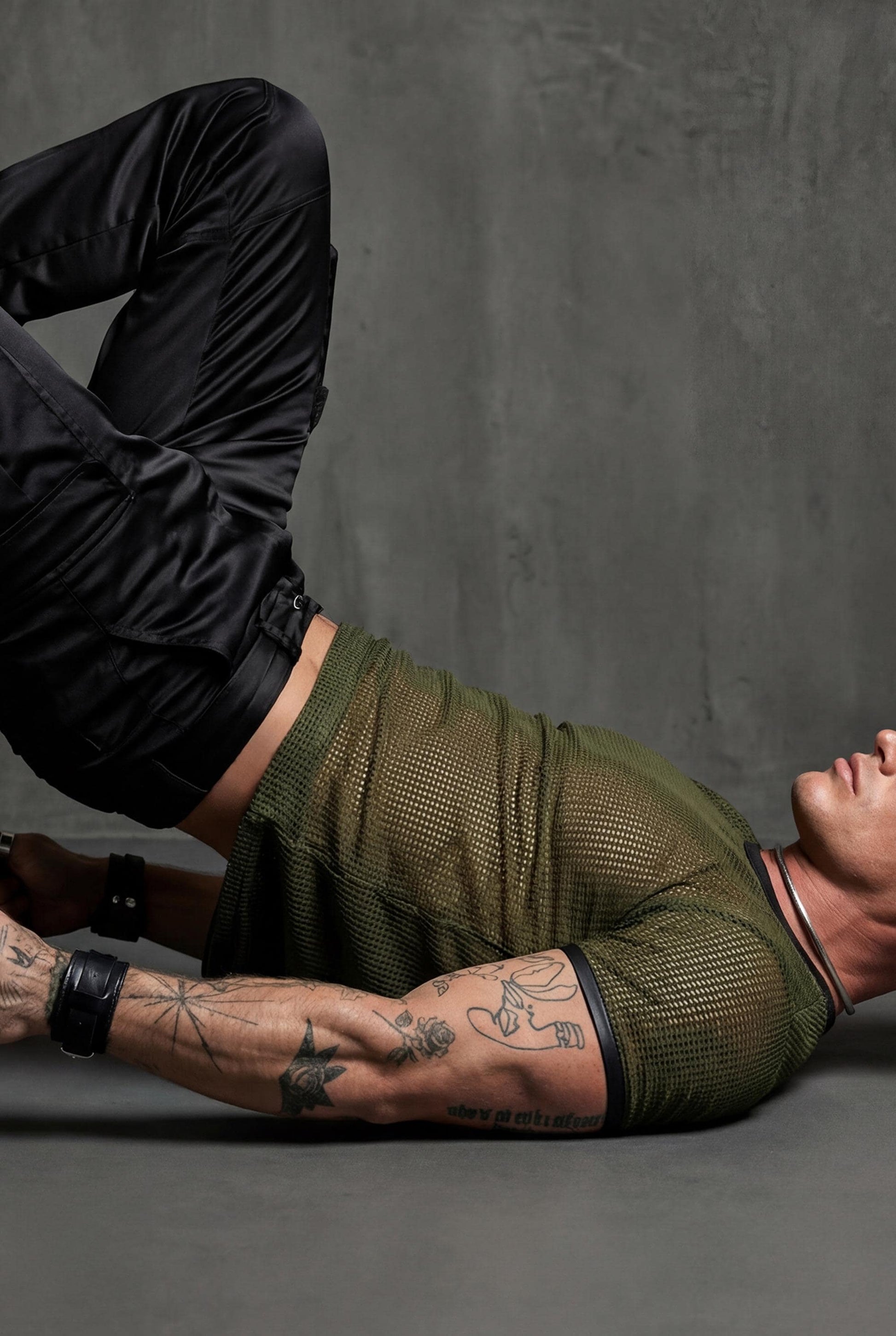 Men’s Green See-Through Mesh T-Shirt – Sheer Club & Festival Top – Athletic Fit