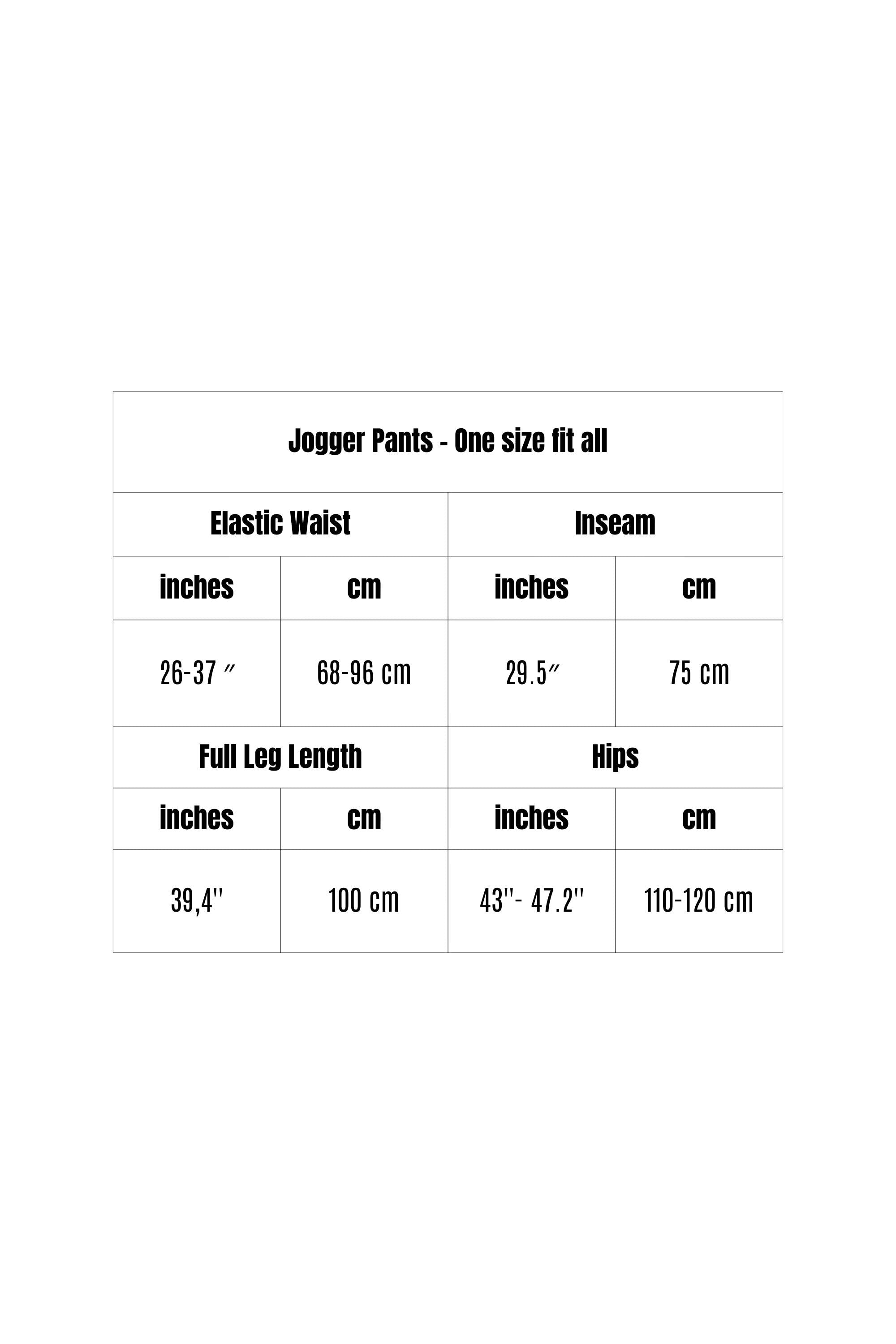 Size Guide PIEL Pants