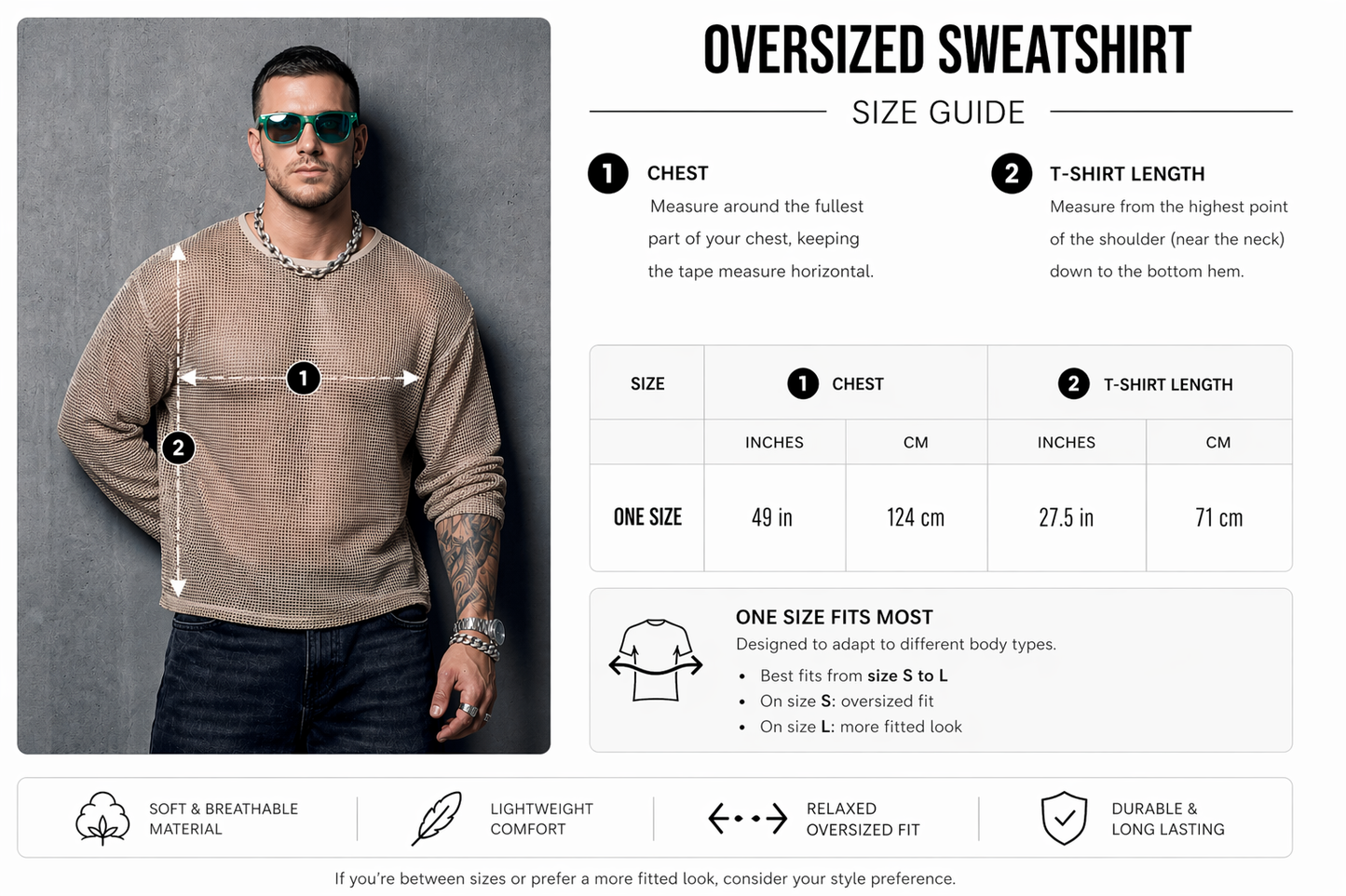 Beige Mesh Sweatshirt – Oversized