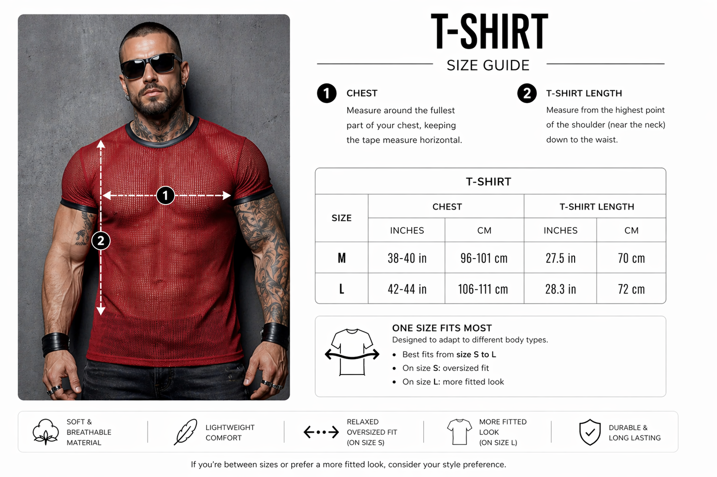 Red Mesh T-Shirt – Faux Leather Trim