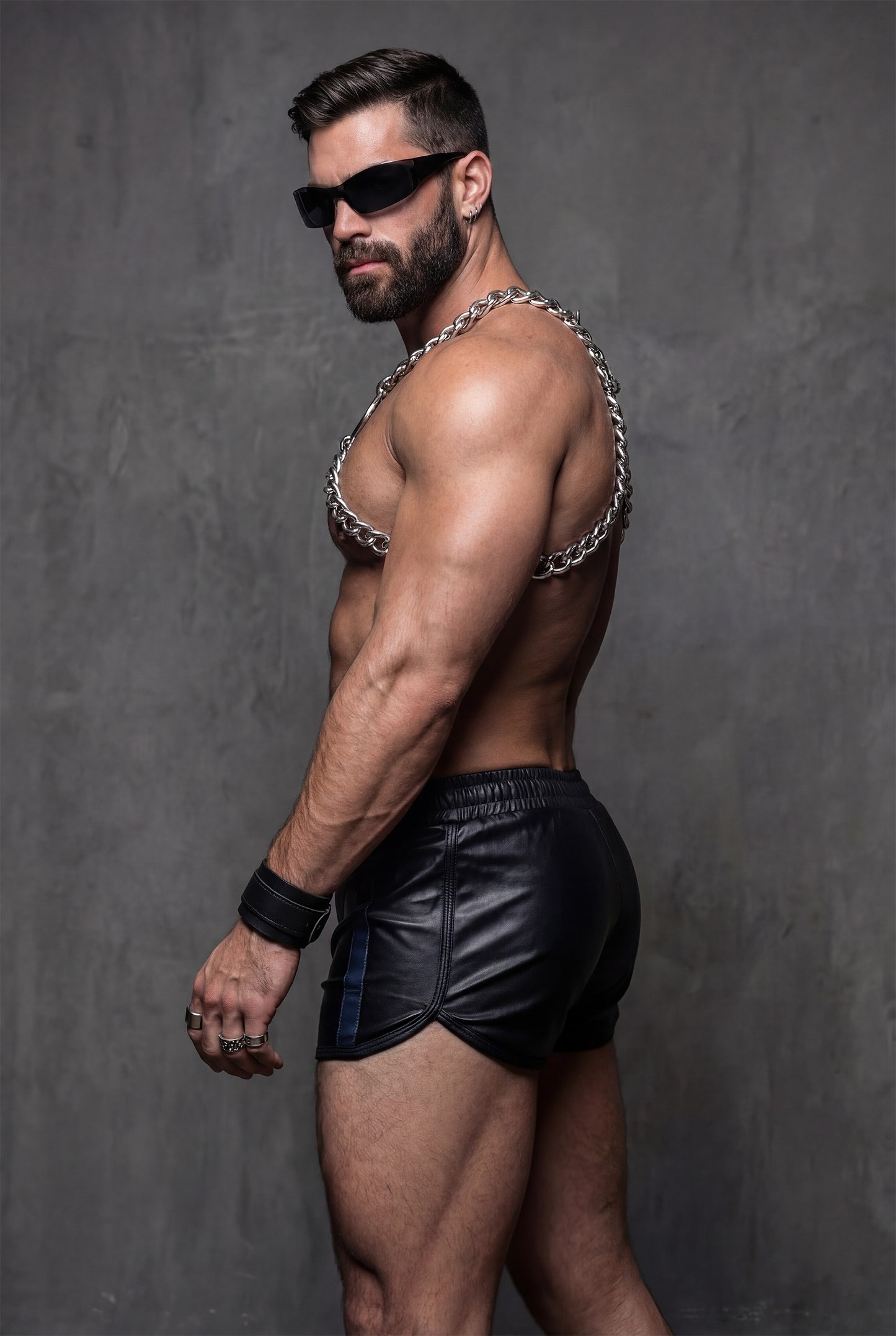 Leather Shorts & Chain Harness Set