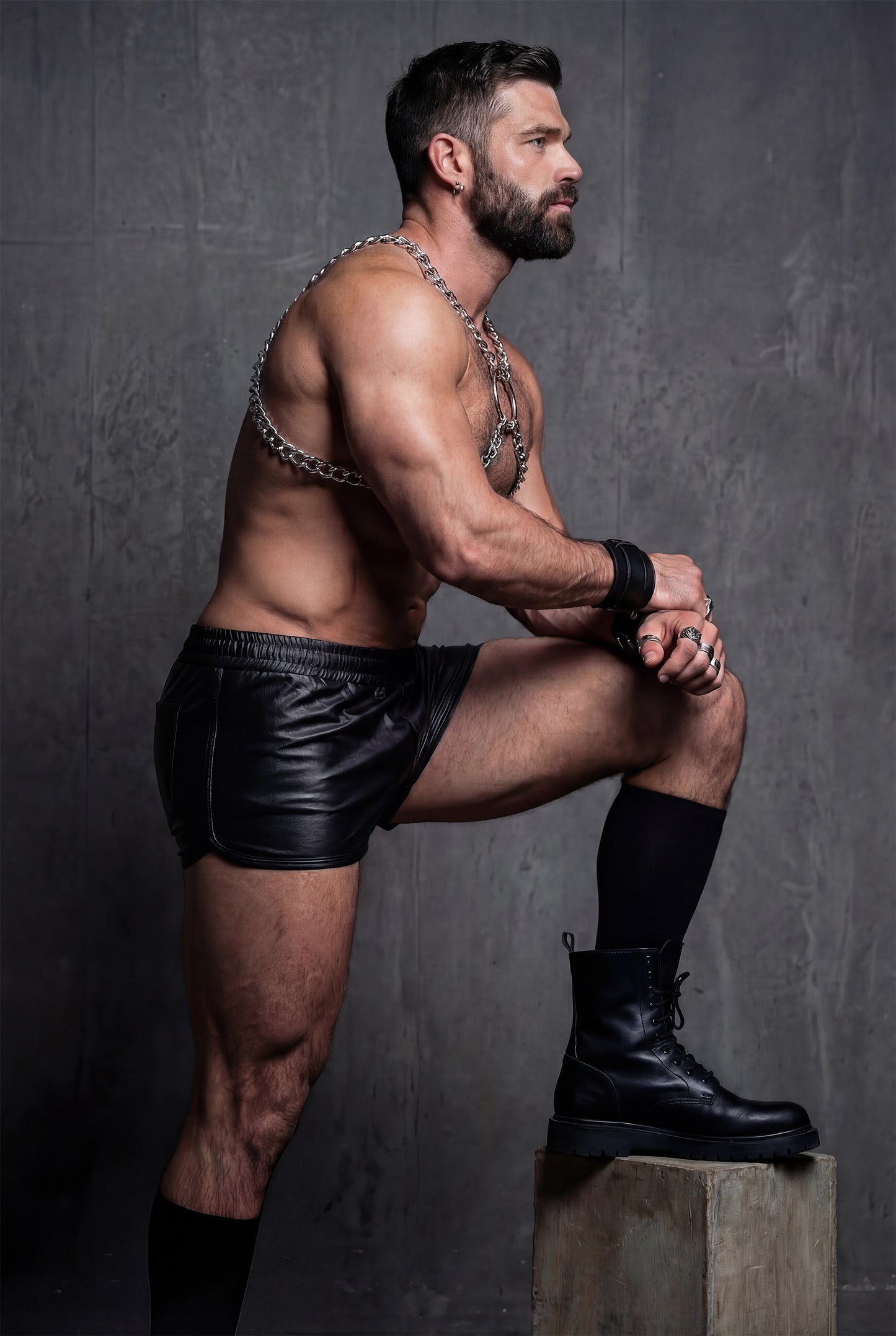 Leather Shorts & Chain Harness Set