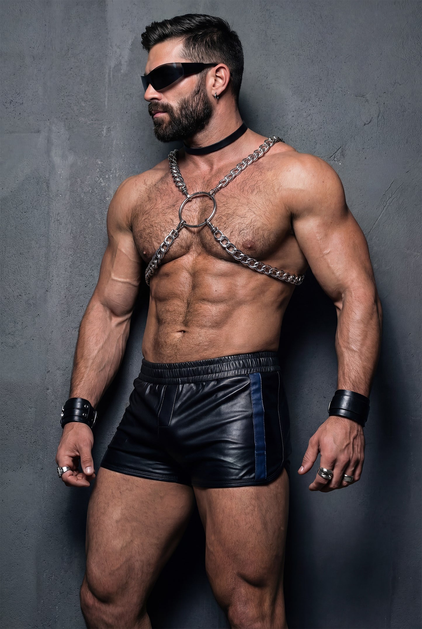 Leather Shorts & Chain Harness Set