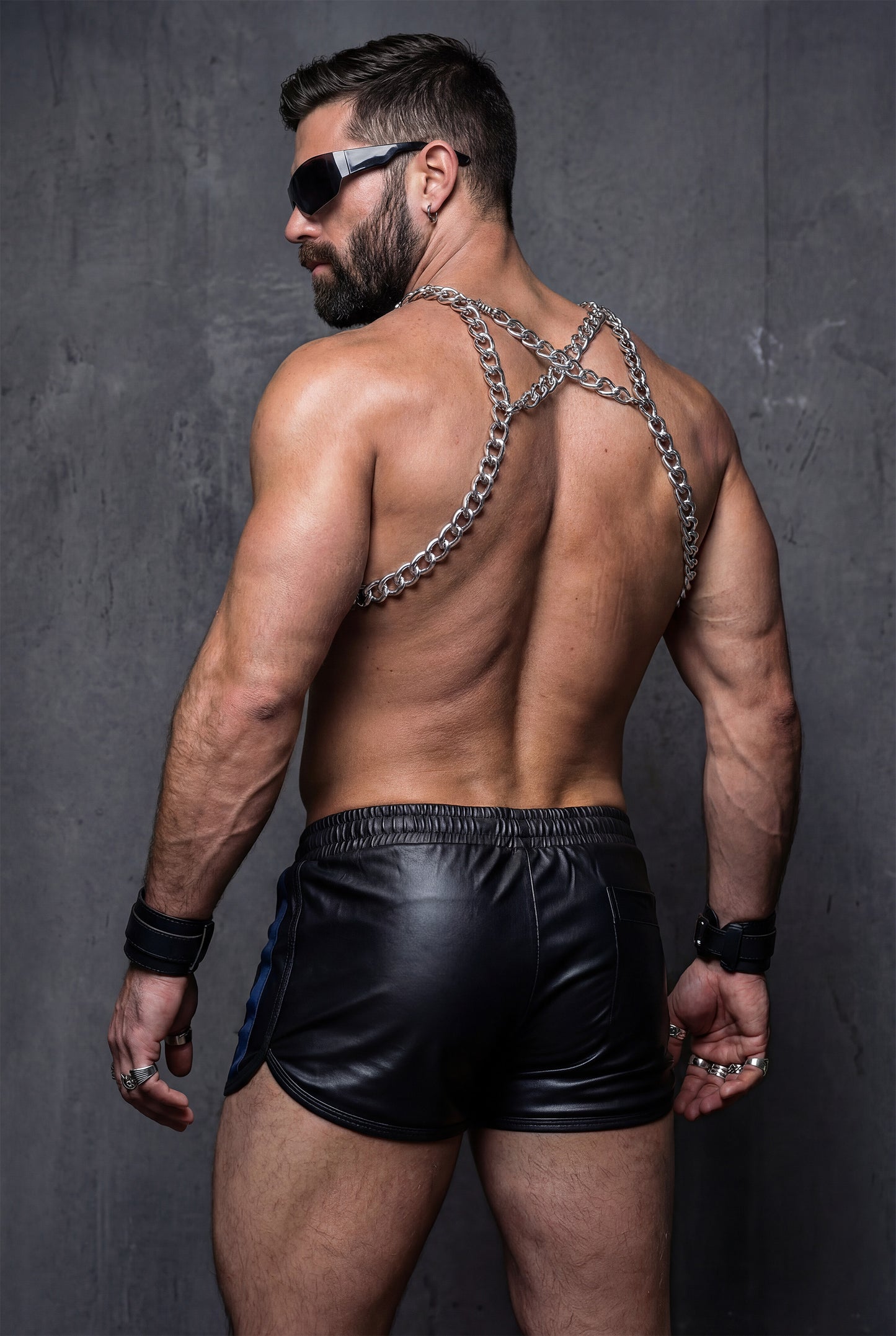 Leather Shorts & Chain Harness Set