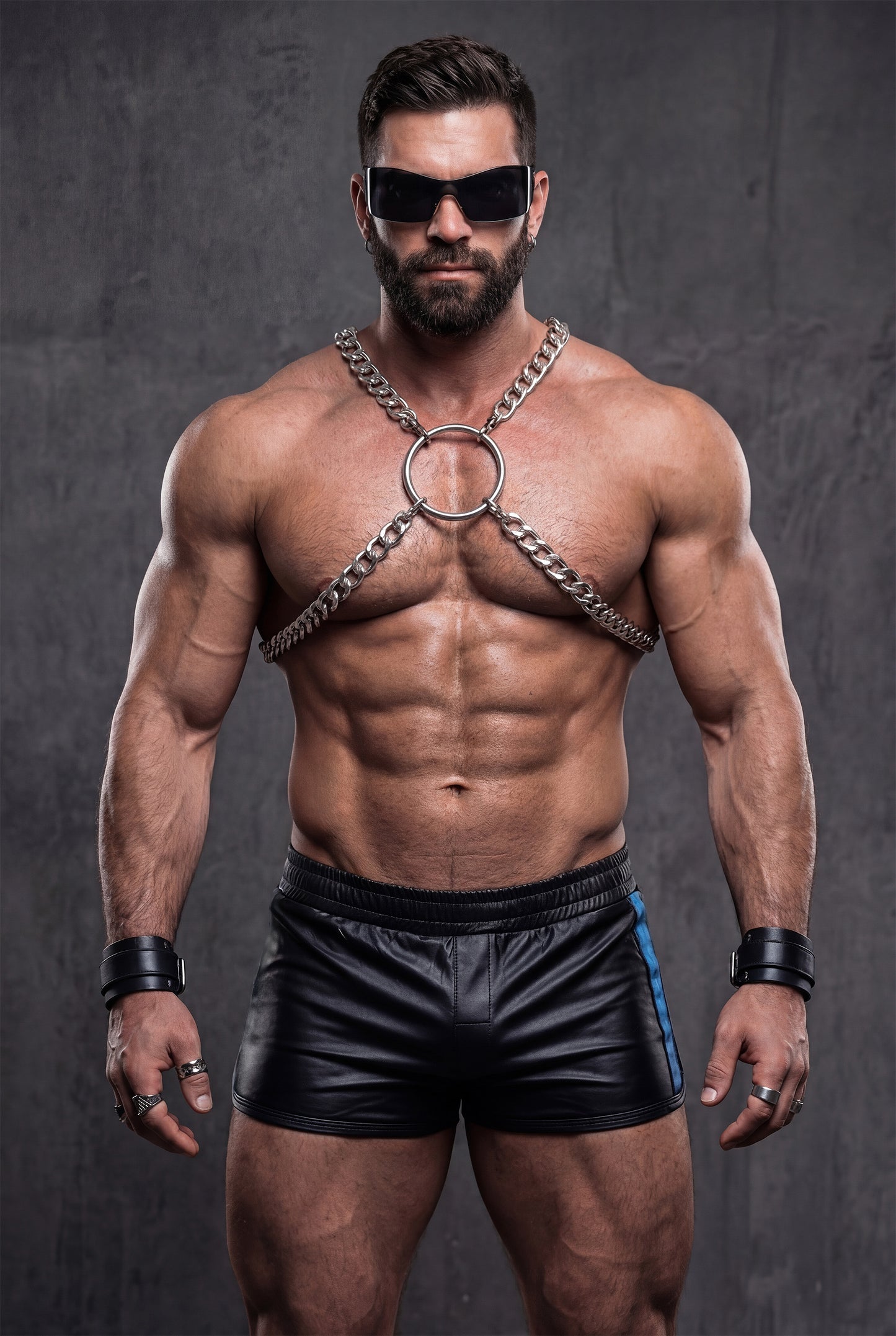 Leather Shorts & Chain Harness Set