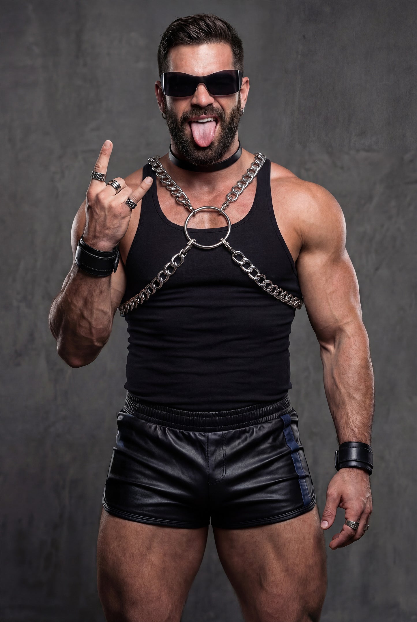 Leather Shorts & Chain Harness Set