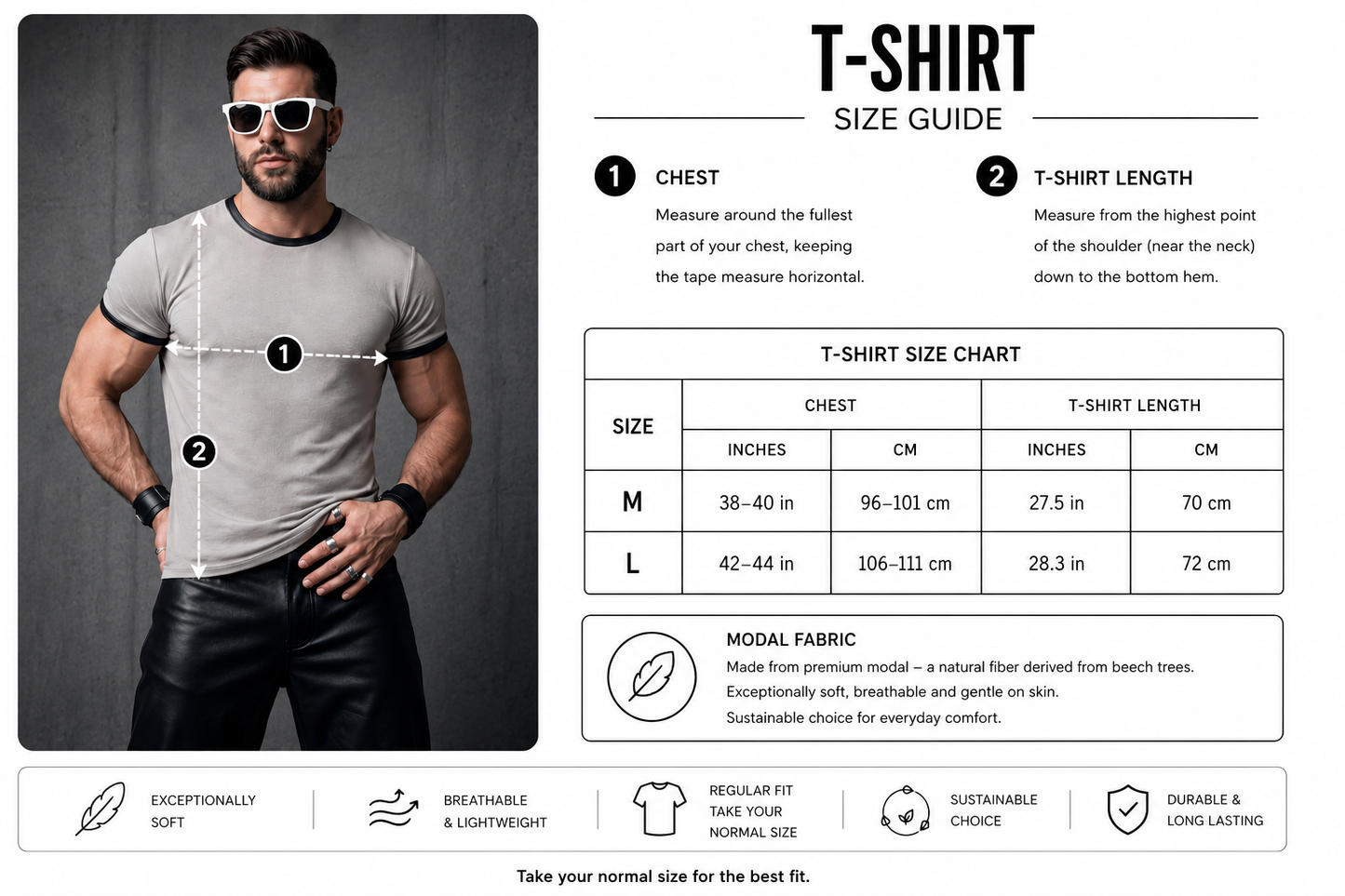 Beige Modal T-Shirt – Faux Leather Trim