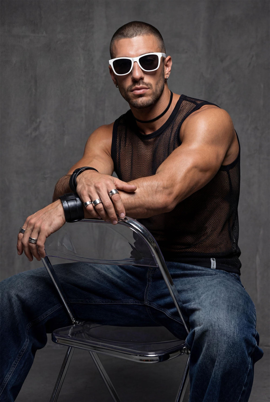 See Through Mesh Tank Top Men - Techno Rave Outfits - Festival Clothing - Clubbing Fashion