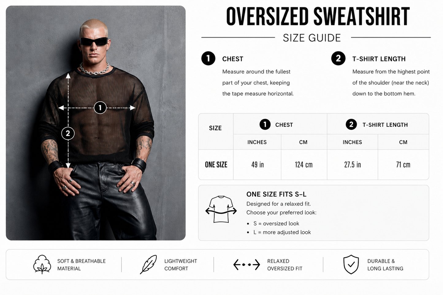 Black Mesh Sweatshirt – Oversized