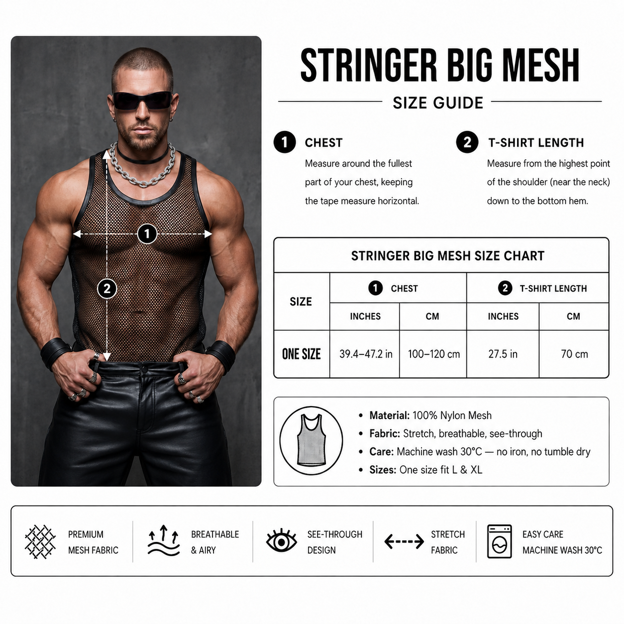 Wide-Hole Mesh Stringer Tank Top
