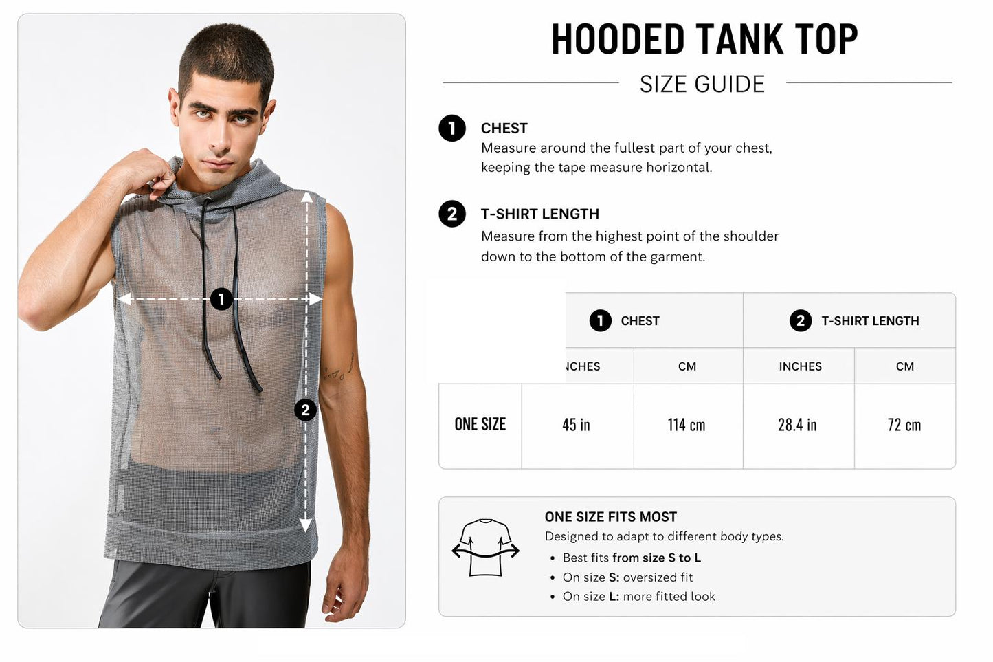 Metallic Mesh Hooded Tank Top — Men’s Clubwear Top