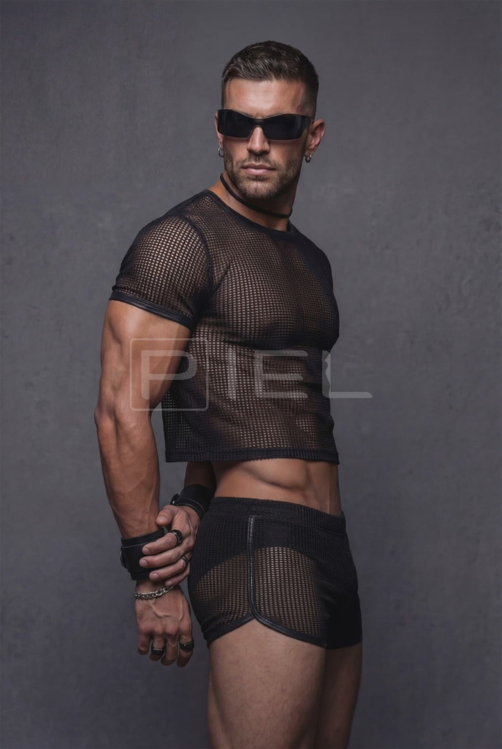 Men's Red Sheer Mesh Shorts | See-Through Festival & Club Wear